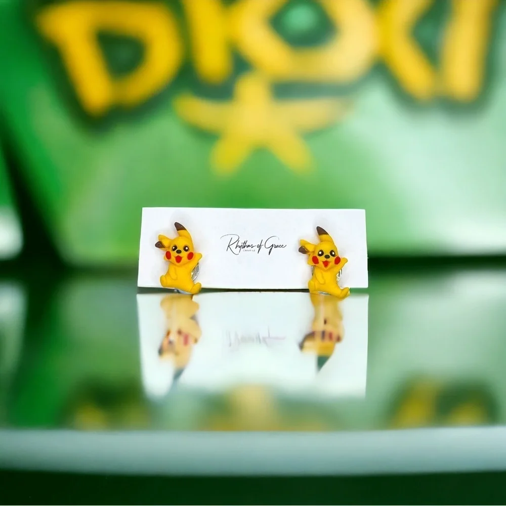 Brand New Polymer Clay Pokémon Clip-on Earrings - Adorable Accessory! Pikachu